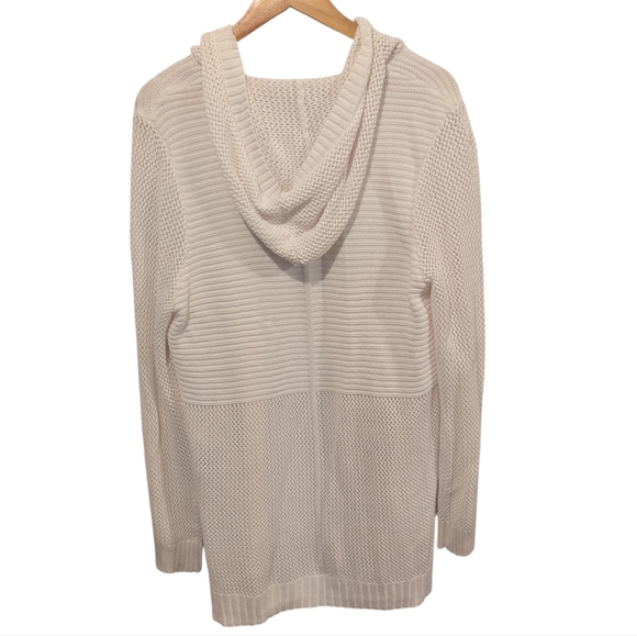 Marled White Hooded Cardigan Size Large - Picture 2 of 12